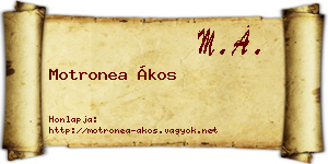 Motronea Ákos névjegykártya